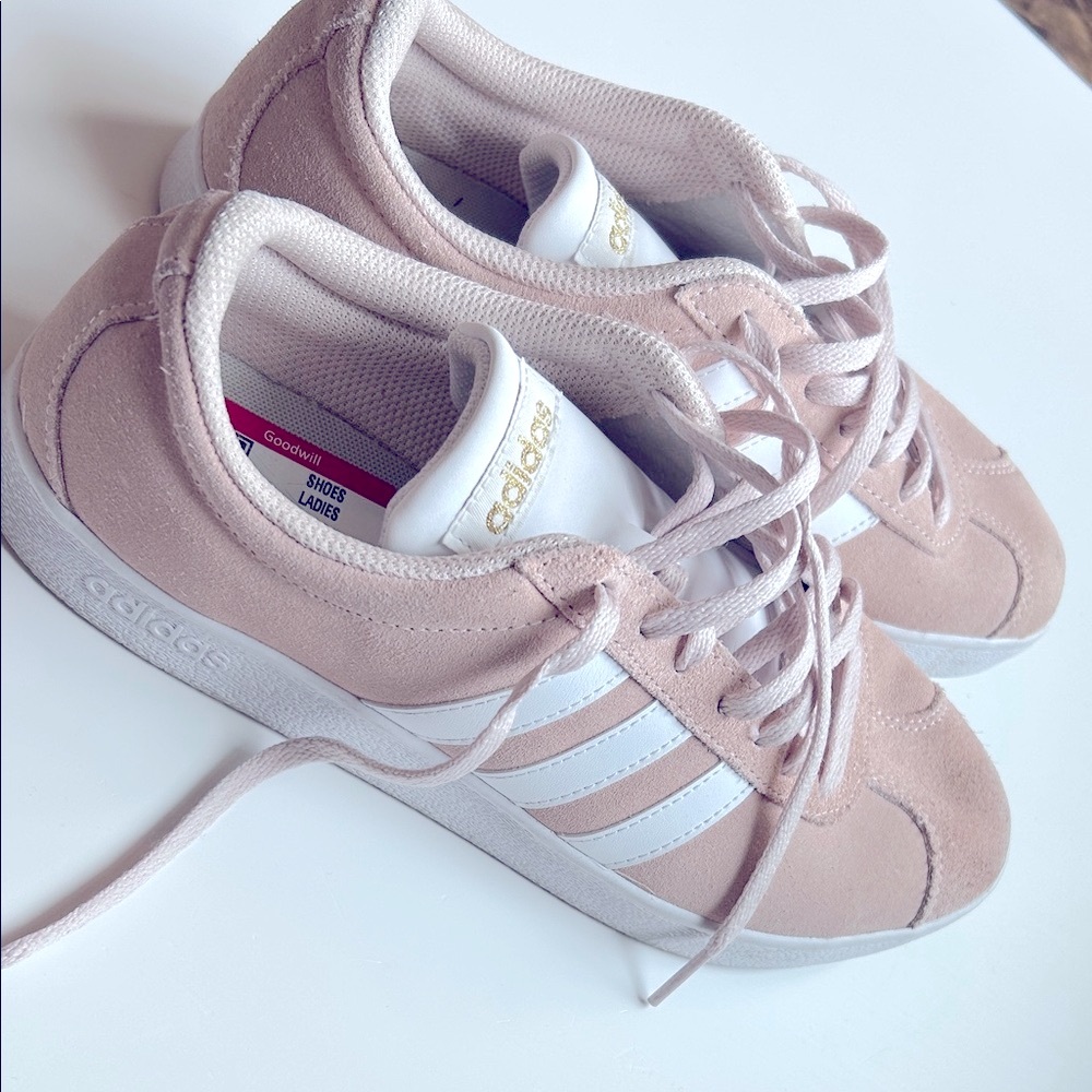 Adidas Women's Blush and White Sneakers